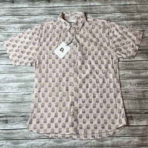 DUSHYANT Floral Lightweight Button Down Shirt Pink Purple Brown XL Extra Large